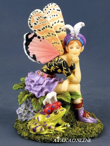 HANDPAINTED FAIRY STATUE-FIGURINE W FROG (6533)