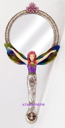 HANDPAINTED HAND MIRROR W BUTTERFLY FAIRY (6536)