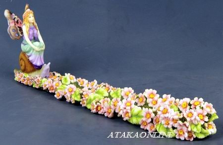 HANDPAINTED INCENSE BURNER-FAIRY SITTING ON SNAIL (6538)