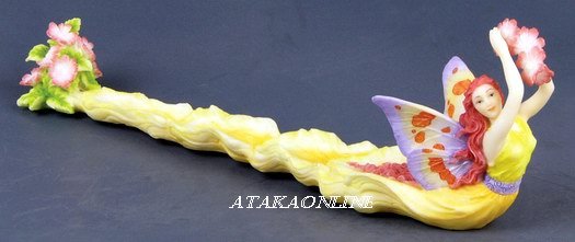 HANDPAINTED INCENSE BURNER-FAIRY W FLOWERS (6539)