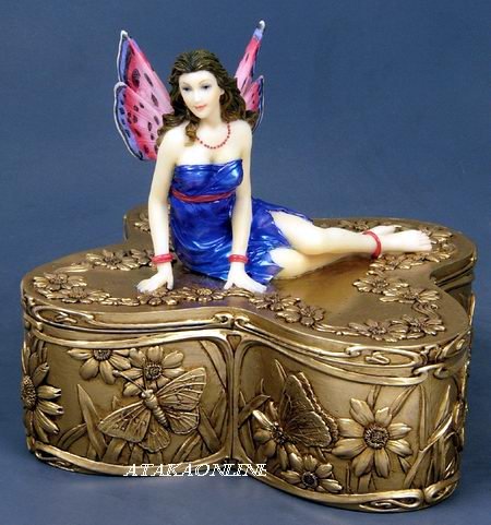 HANDPAINTED JEWELRY BOX W FAIRY & BUTTERFLY (6544)