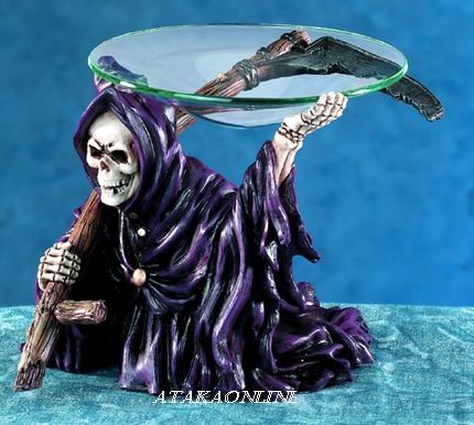 GRIM REAPER AROMA BURNER SKELETON-FIGURINE-STATUE-BIZARRE-HALLOWEEN (5528)