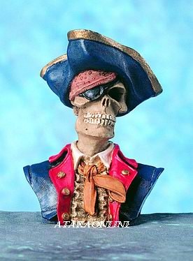 PIRATE SKULL FIGURINE-SKELETON-BUCANEER-HALLOWEEN (4585)