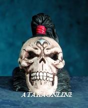 SAMURAI SKULL FIGURINE-SKELETON-JAPANESE-HALLOWEEN (5704)