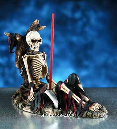 SHACKLED SKELETON INCENSE BURNER-FIGURINE-STATUE-BIZARRE-HALLOWEEN (6026s)
