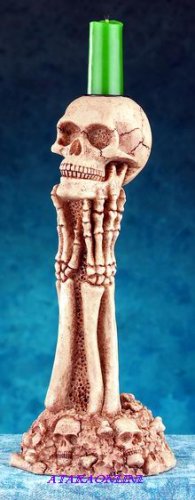 SKELETON HAND & SKULL CANDLE HOLDER-CANDLEHOLDER-BIZARRE-HALLOWEEN (4907s)