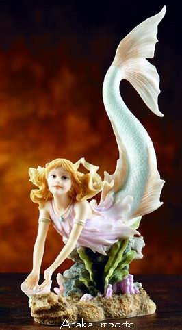 MERMAID HOLDING PERAL-LIVELY-SWEET-STATUE-FIGURINE (5856)