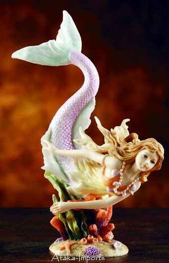 MERMAID SWIMMING STATUE-FIGURINE-BEAUTIFUL-LIVELY (5894s)