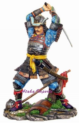 JAPANESE WARRIOR SABERING STATUE-SAMURAI (6251)