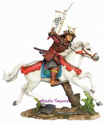 JAPANESE SAMURAI WARRIOR ON HORSE STATUE (6261)