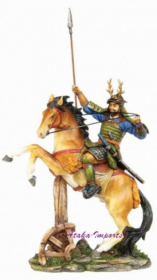 JAPANESE SAMURAI WARRIOR ON HORSE STATUE-GORGEOUS (6262)