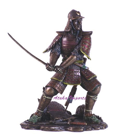 JAPANESS SAMURAI STATUE-ARMOR w SWORD-BRONZE APPEARANCE (6150)