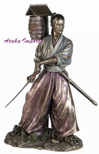 JAPANESE SAMURAI-KENJUTSU STATUE-BRONZE APPEARANCE (6376)