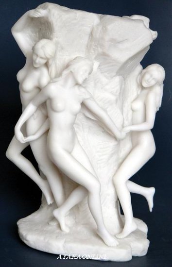 THREE GIRLS CIRCLING-ROMAN SCULPTURE-GREEK-ARTWORK (6453)