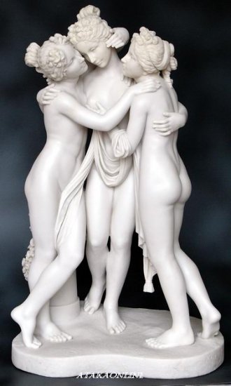 THREE GRACES-ROMAN SCULPTURE-ARTWORK-THREE LADIES (6450)