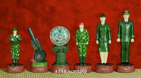 ARMY VS. NAVY CHESS SET-HANDPAINTED-ANCIENT-SPECIAL (5385)