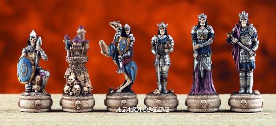 BATTLE OF THE NETHER WORLD CHESS SET-HANDPAINTED-ANCIENT (6038)