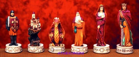 KING ARTHUR FANTASY CHESS SET-HANDPAINTED-ANCIENT (5042)