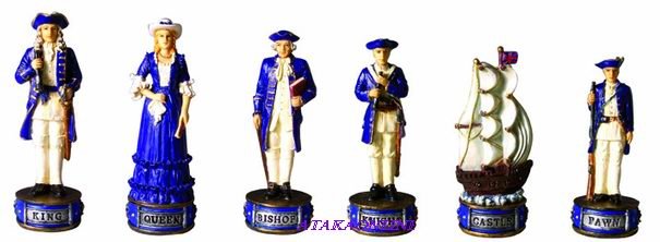 PIRATE VS. NAVY CHESS SET-HANDPAINTED-ANCIENT (6197)