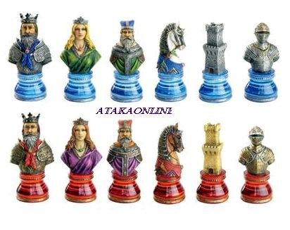 MEDIEVAL CLEAR BASE CHESS SET-HANDPAINTED-ANCIENT-SPECIAL (6365)