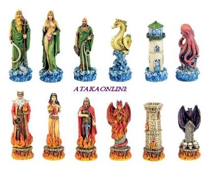 MYTHICAL KINGDOMS CHESS SET-HANDPAINTED-ANCIENT-SPECIAL (6366)