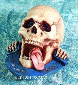 SKULL W TONGUE TIE FIGURINE-SKELETON-BIZARRE-HALLOWEEN (4380s)