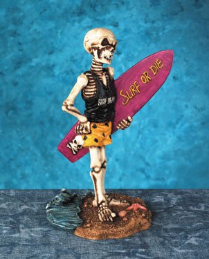 SURF BOARD SKELETON-FIGURINE-STATUE-SPORT-SURF OF DIE-BEACH (5039)