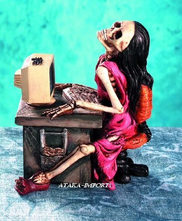 WOMEN SKELETON-FIGURINE-STATUE-SURF TOO LONG-HALLOWEEN (5040)