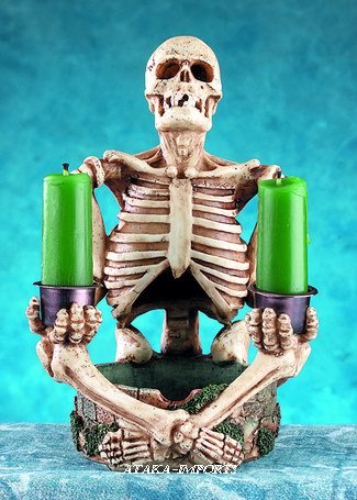 SMOKE STACK CANDLE HOLDER-CANDLEHOLDER-SKELETON-FIGURINE-STATUE (4960)