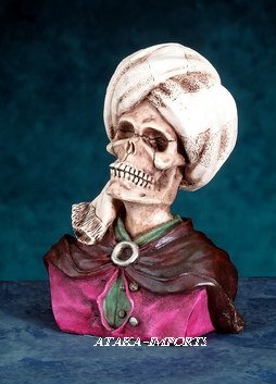 TURBAN SKULL FIGURINE-SKELETON-BIZARRE-HALLOWEEN (5700)