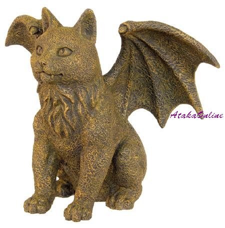 WINGED BROWN CAT GARGOYLE STATUE-GOTHIC (6322)
