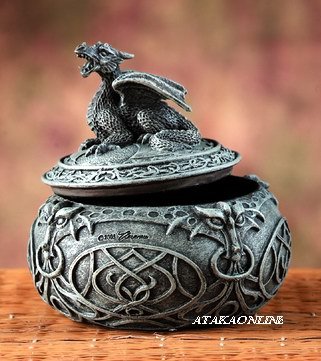 DRAGON LIDDED BOX-TRINKET BOX- JEWELRY BOX-FIGURINE-STATUE (5870)