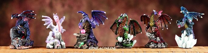 MINI DRAGONS-SET OF 6- FIGURINE-STATUE (5976)