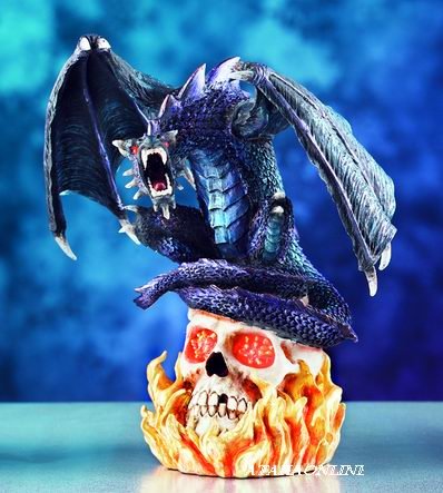 DRAGON PERCHING ON SKULL-FIGURINE-STATUE (4021)