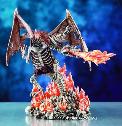 SKELETON DRAGON BREATHING FIRE-FIGURINE-STATUE (4022)