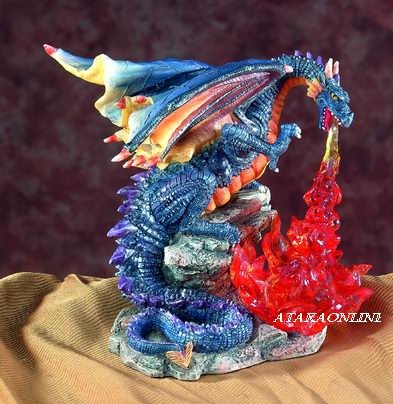 BLUE DRAGON-FIRE BREATHING-FIGURINE-STATUE (5542)