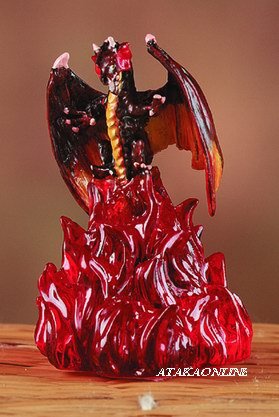 FIERY DRAGON ON FIRE-FIGURINE-STATUE (5880)