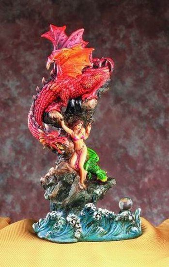 LADY TRAPPED BY DRAGON-HOSTAGE-FIGURINE-STATUE (5019)