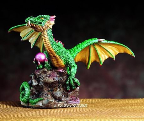 SMALL DRAGON (GREEN)-FIGURINE-STATUE (4750)