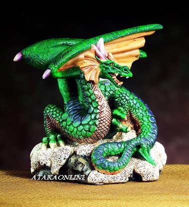 SMALL DRAGON (GREEN)-FIGURINE-STATUE (4754)