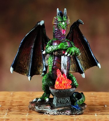 GREEN DRAGON PROTECTING SWORD-FIGURINE-STATUE (5982)