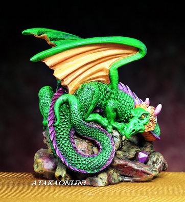 SMALL DRAGON (GREEN)-FIGURINE-STATUE (4758)