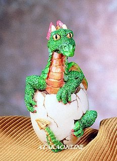 GREEN DRAGON HATCHING-FIGURINE-STATUE (4681)