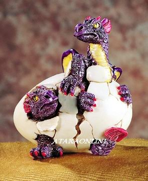 DOULBE DRAGON HATCHING-FIGURINE-STATUE (5195)