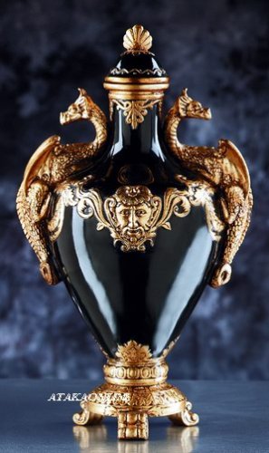 ELEGANT BLACK DRAGON VASE (5923)