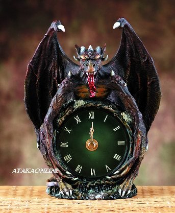 EVIL DRAGON CLOCK-FIGURINE-STATUE (5873)