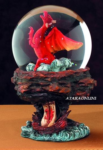 RED DRAGON-WATER GLOBE-FIGURINE-STATUE (5049s)
