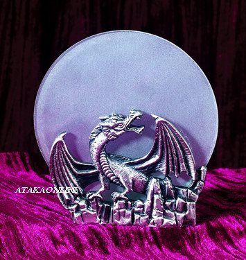 DRAGON PEWTER CANDLEHOLDER-FIGURINE-STATUE (5462)