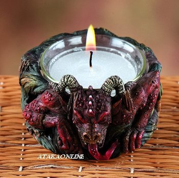 EVIL DRAGON CANDLEHOLDER-FIGURINE-STATUE (5875)