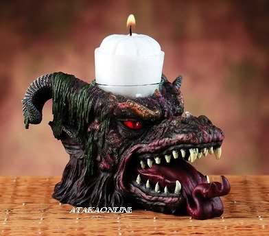 EVIL DRAGON CANDLEHOLDER-FIGURINE-STATUE (5874)